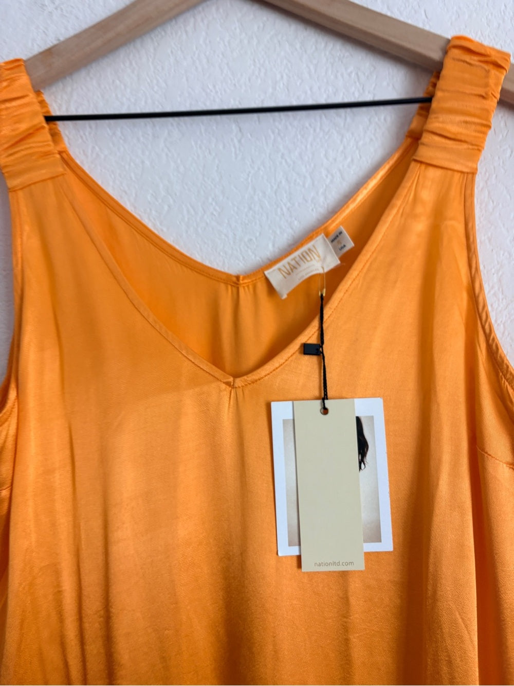 NEW Nation LTD Satin Slip Maxi Dress - Orange (L)