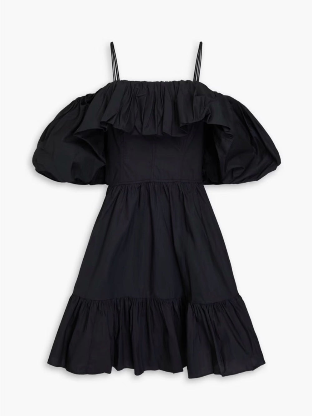 NWT ULLA JOHNSON Lila cold-shoulder gathered cotton-poplin mini dress (0)