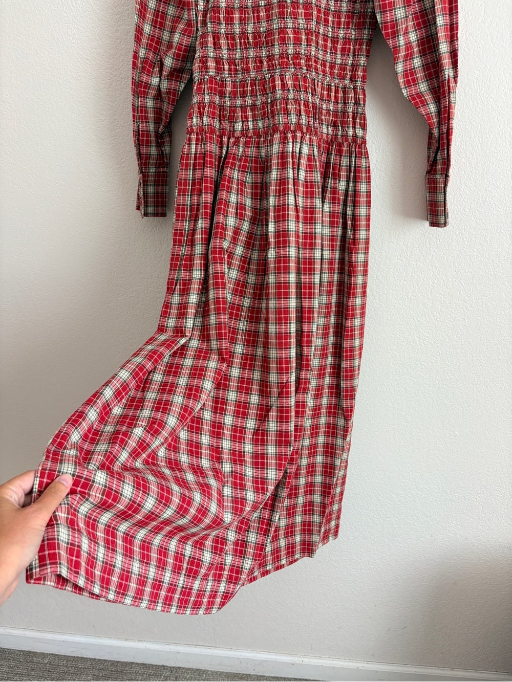 NWT Damson Madder Sienna Smocked Plaid Midi Dress (4)