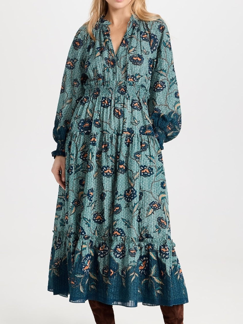 Ulla Johnson Katerina Puff-Sleeve Printed Midi Dress (M)