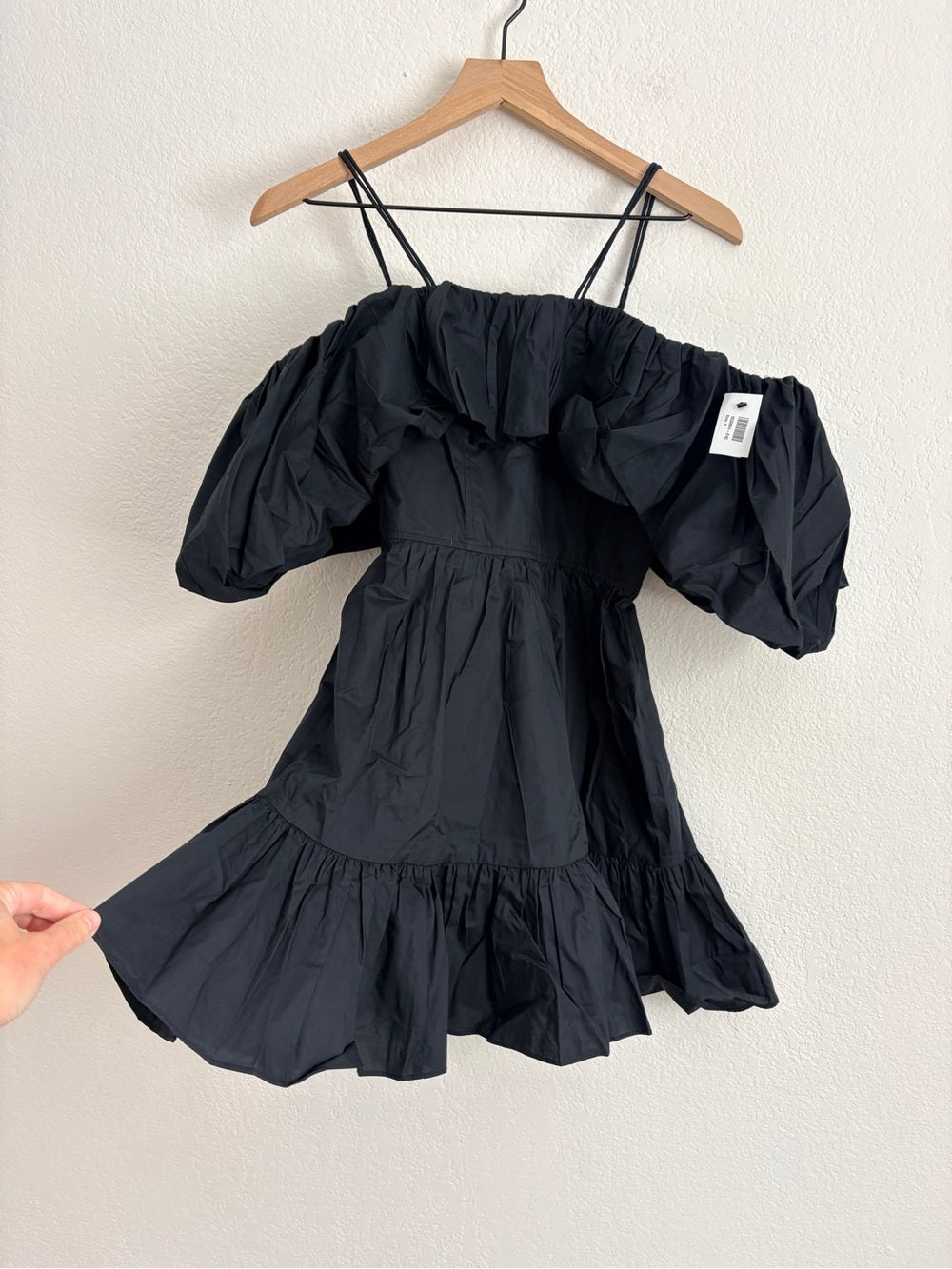 NWT ULLA JOHNSON Lila cold-shoulder gathered cotton-poplin mini dress (0)