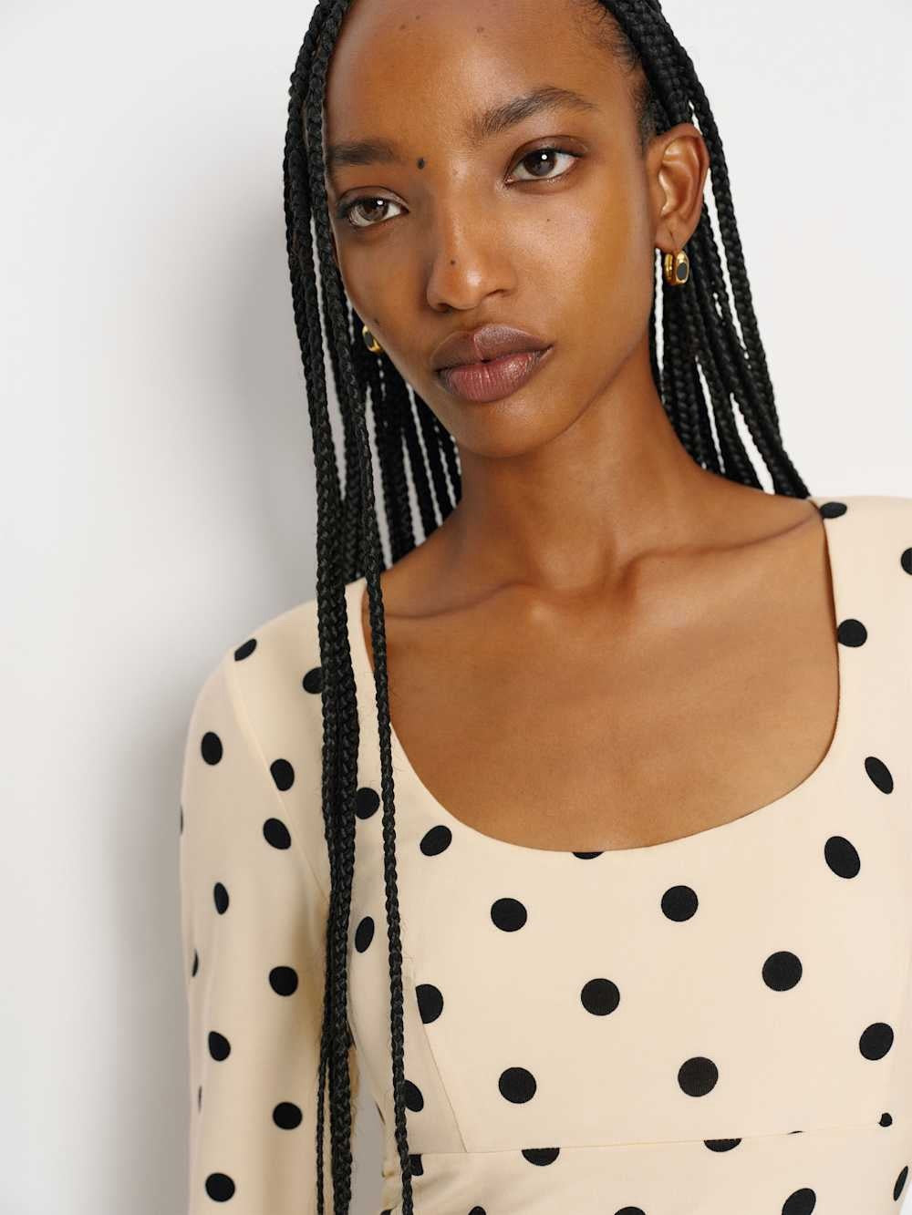 NWT Reformation Davi Knit Dress in Sundae Dot (M)(