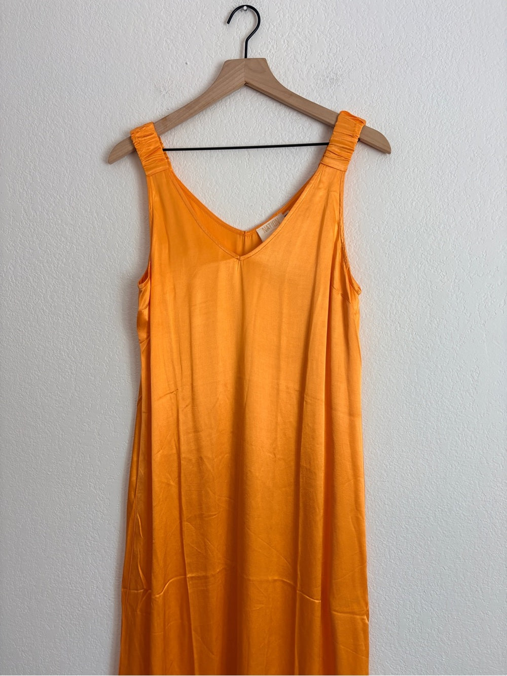 NEW Nation LTD Satin Slip Maxi Dress - Orange (L)