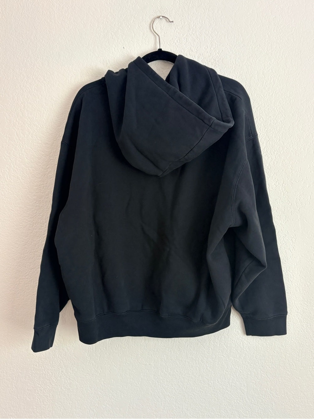 NWT Anine Bing Jaci Black Logo Patch Hoodie in Vintage Black (L)
