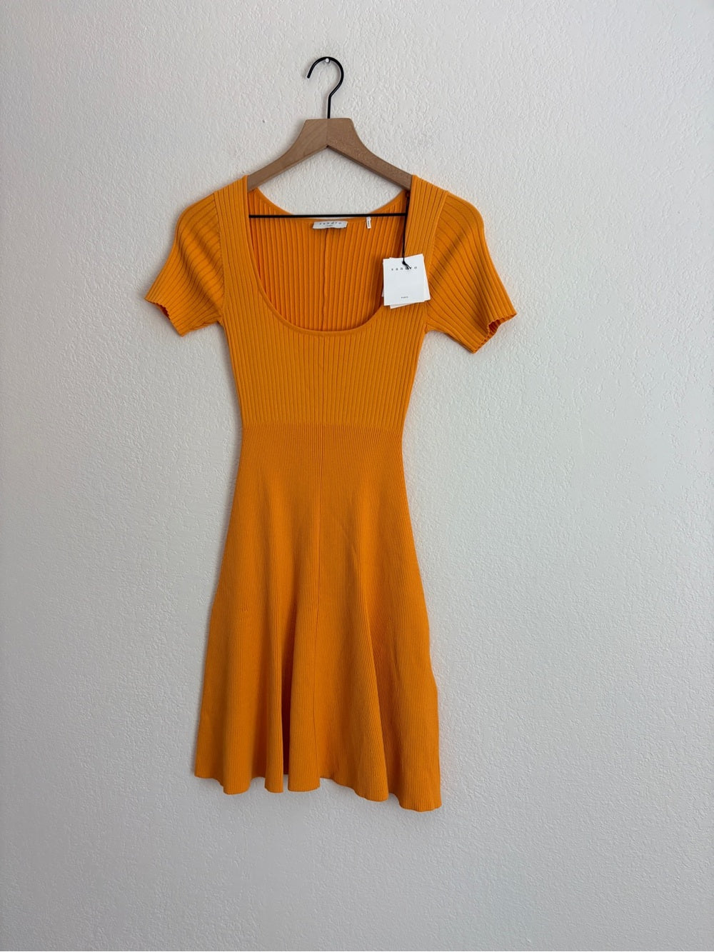 NWT Sandro Synn Fit and Flare Ribbed Sweater Mini Dress (S)