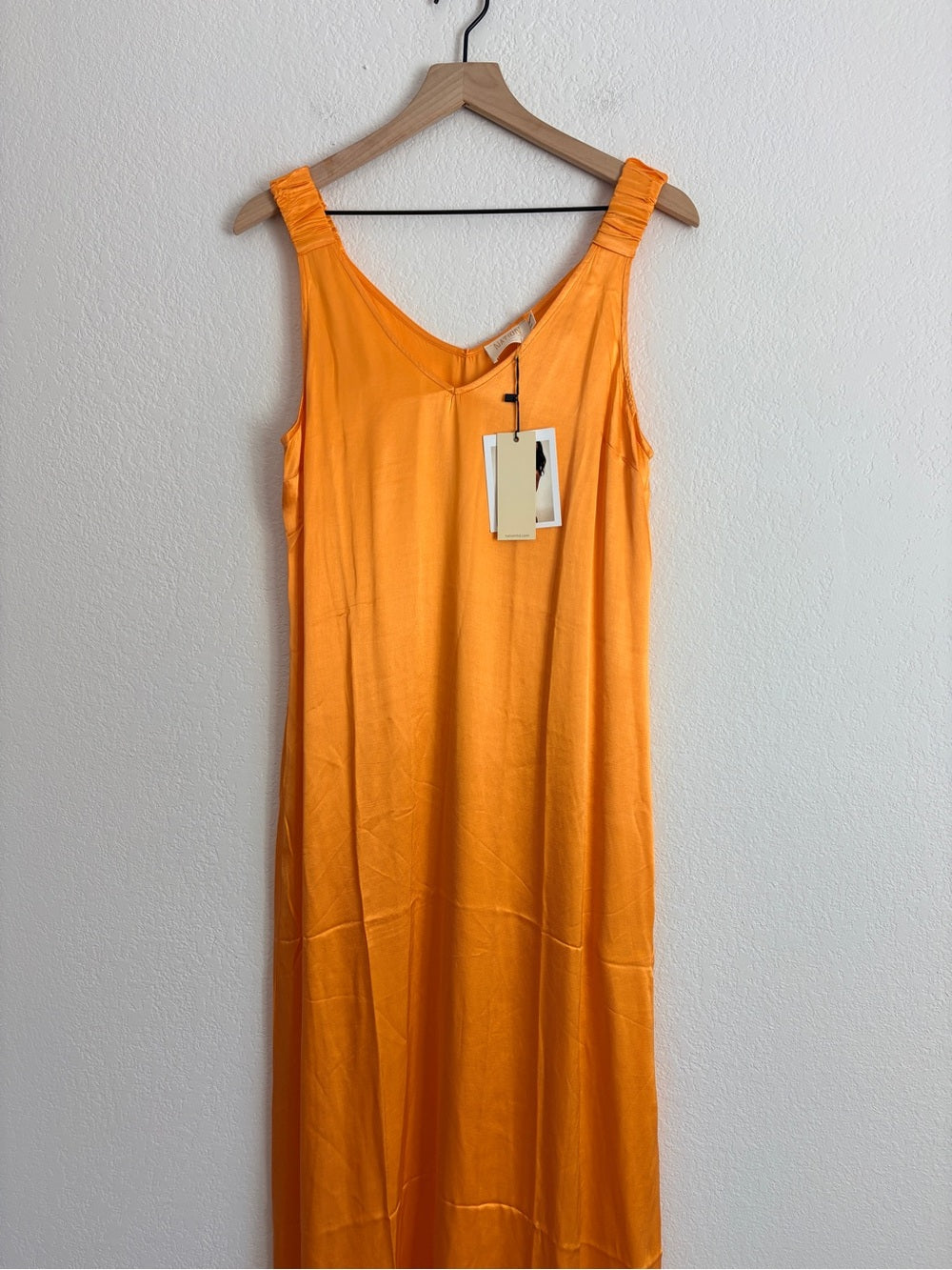 NEW Nation LTD Satin Slip Maxi Dress - Orange (L)