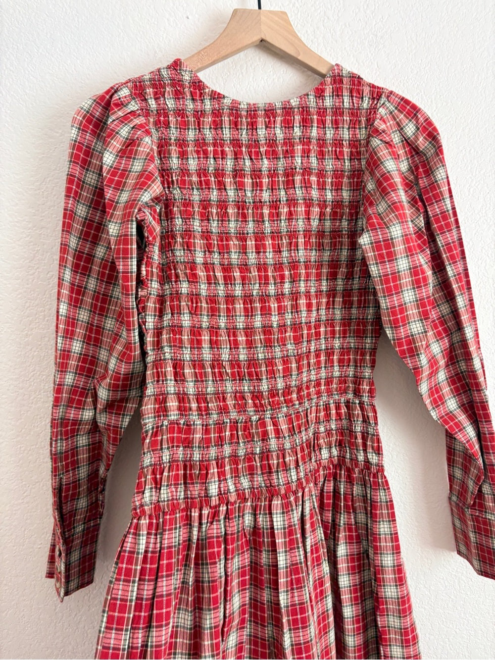 NWT Damson Madder Sienna Smocked Plaid Midi Dress (4)