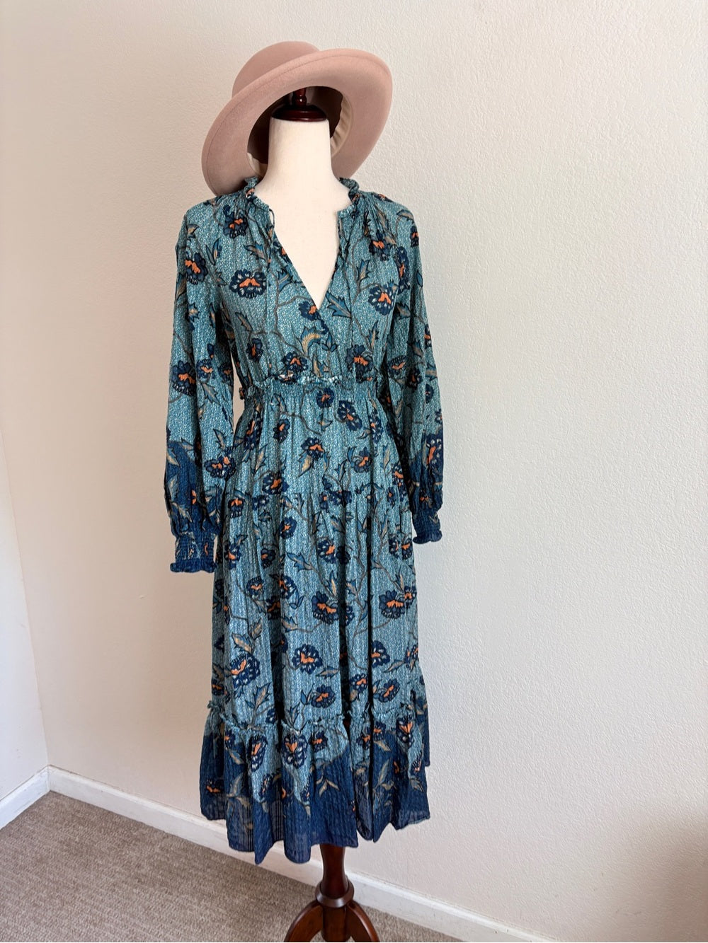 Ulla Johnson Katerina Puff-Sleeve Printed Midi Dress (M)