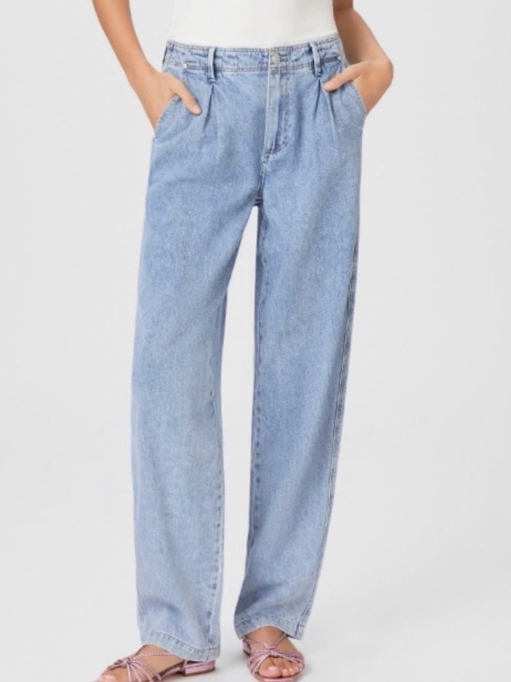 Paige Bella Pleated Trouser Jeans 100% Soft Cotton (26)