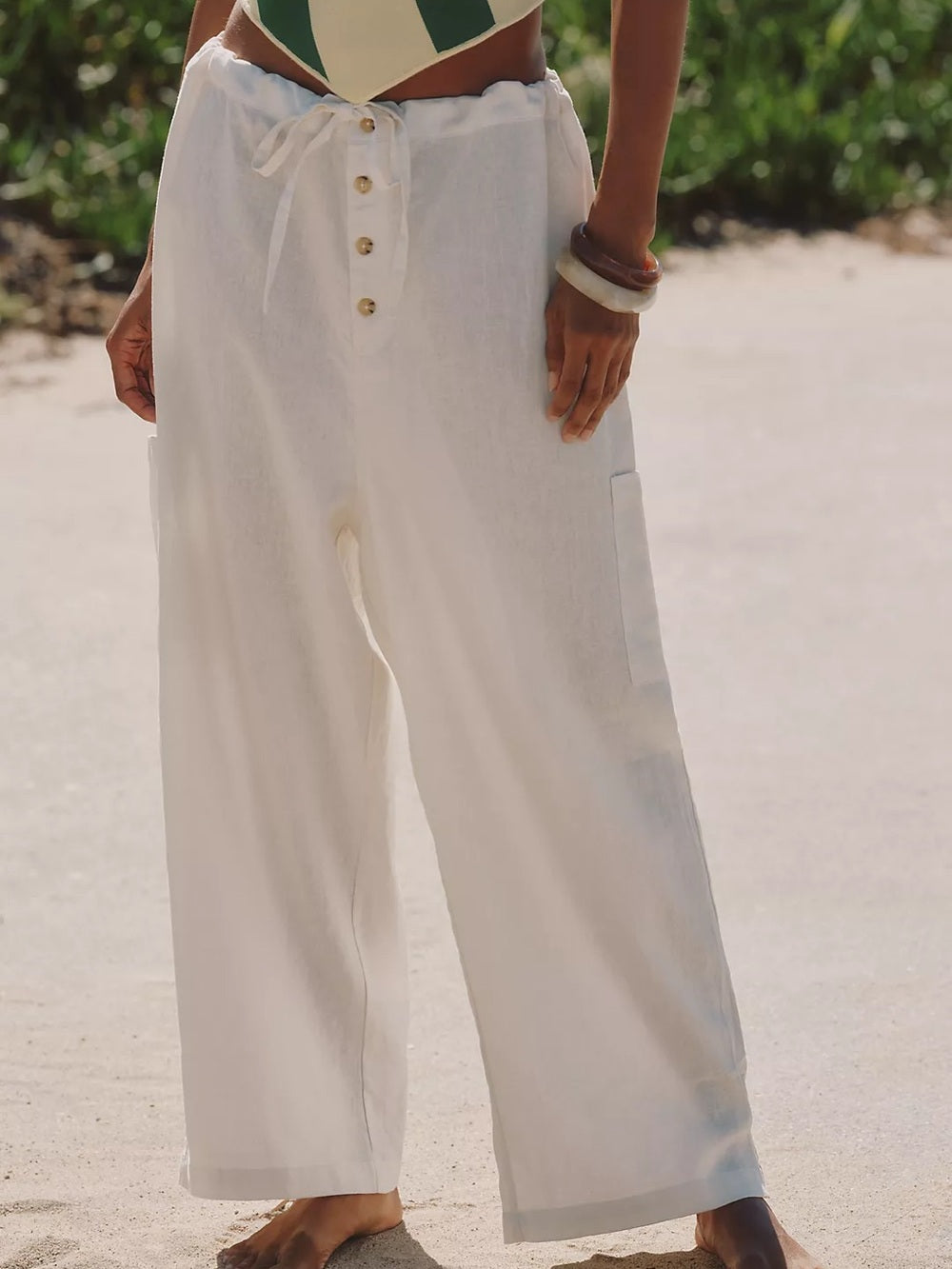 Celandine Linen Oversized Wide Leg Fisherman Pants (M)