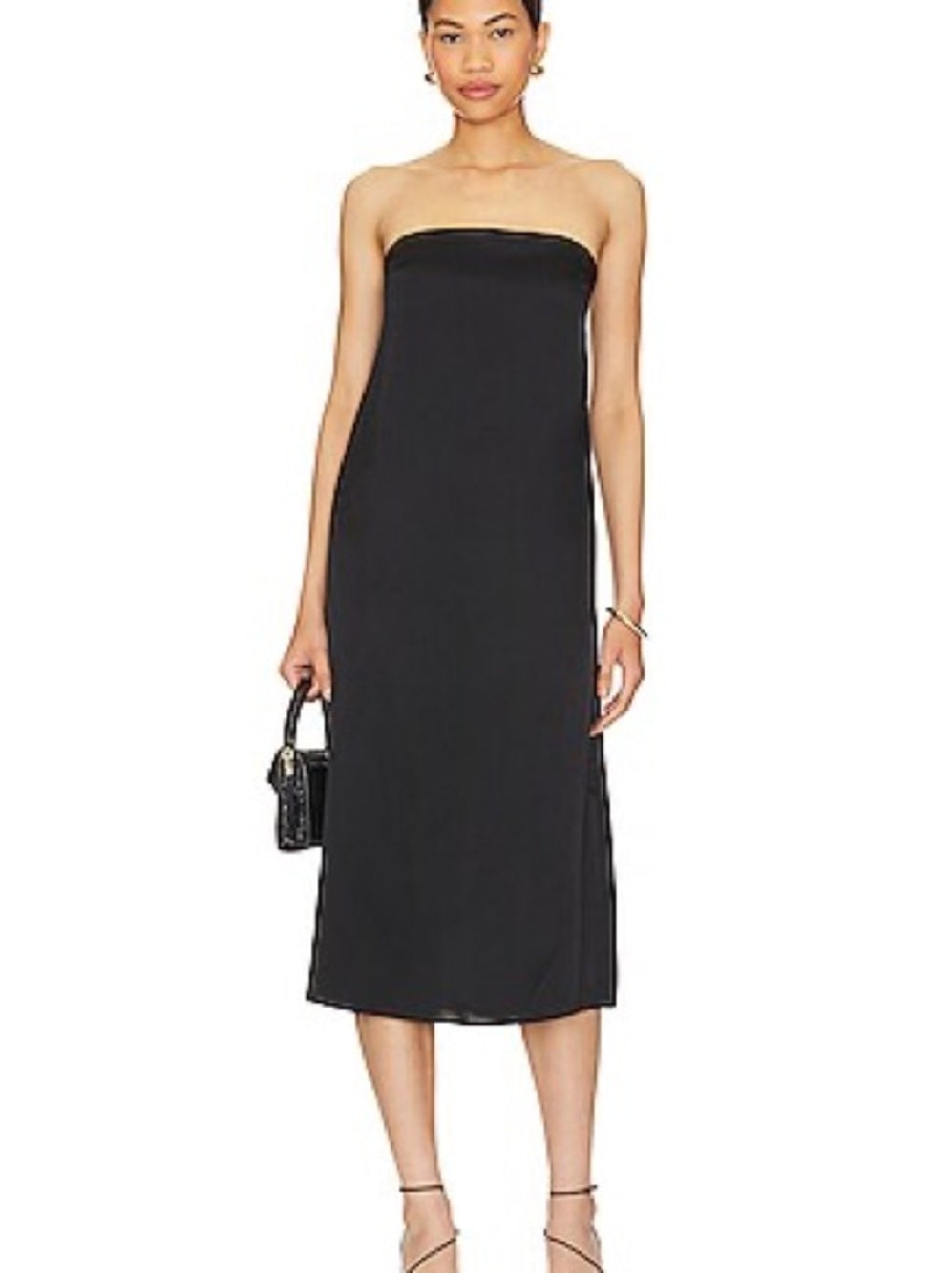 NWT Anine Bing Silk Black Megan Strapless Dress LBD Little Black Dress (L)