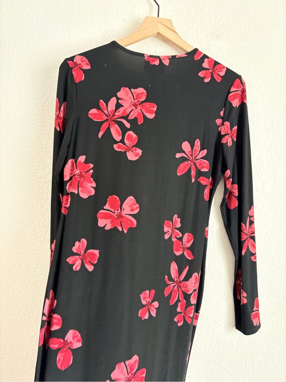 Reformation Black Maxi Dress with Red Floral Print (L)