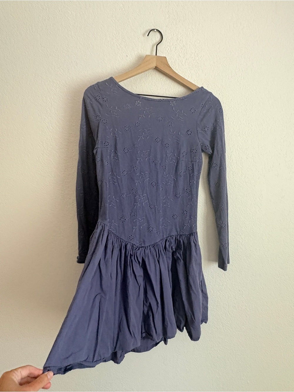 Free People Surley Lilac Embroidered Long Sleeve Fit & Flare Dress (M)