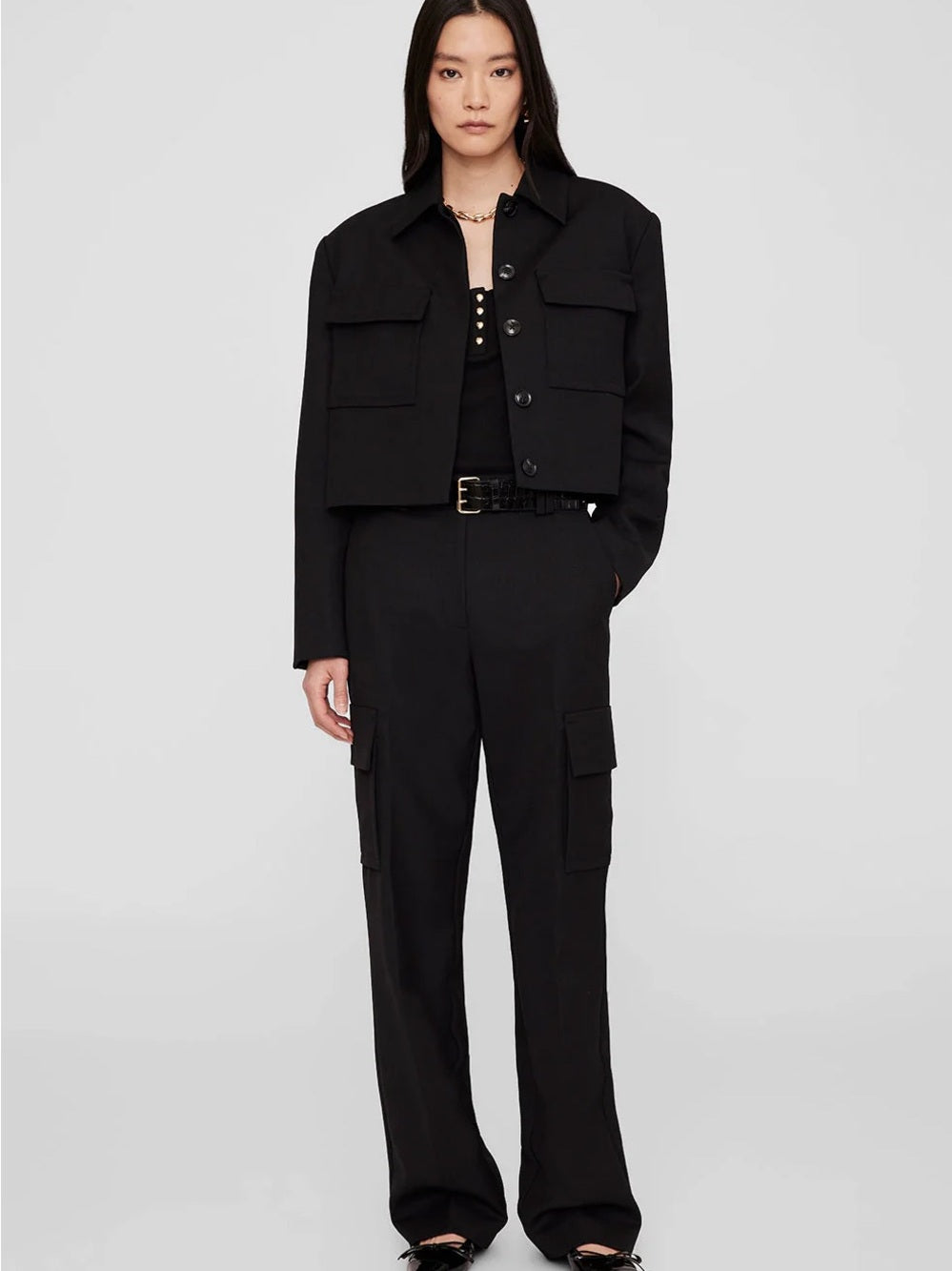 NWT Anine Bing Dayton Cropped Black Jacket (L)