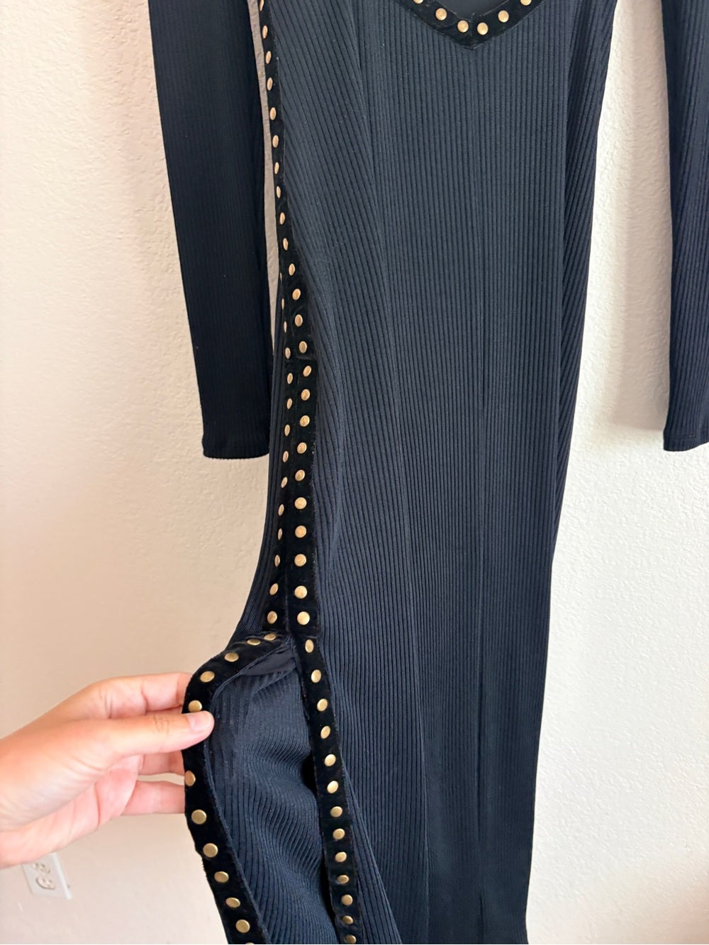 Free People Simone Black Studded Dress (M)