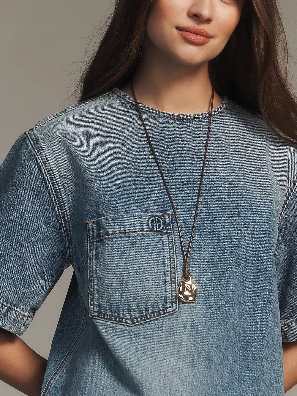 NWT Anine Bing Tulah Short-Sleeve Denim Dress (M)