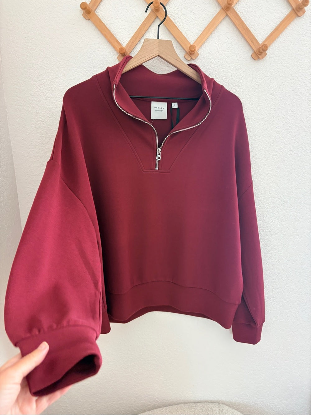 NWT Varley Hawley Half-Zip Pullover in New Maroon (L)
