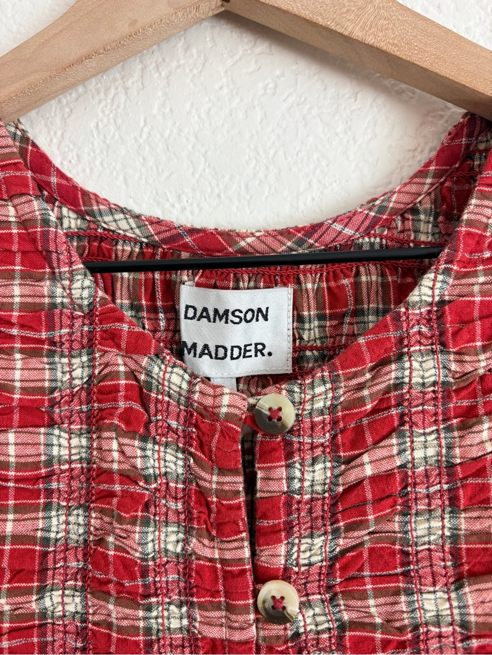 NWT Damson Madder Sienna Smocked Plaid Midi Dress (4)