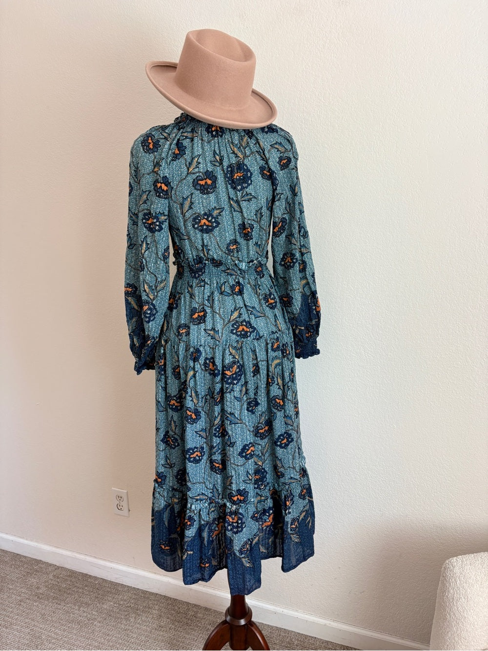 Ulla Johnson Katerina Puff-Sleeve Printed Midi Dress (M)