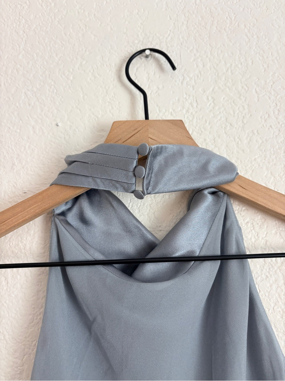 NWT Anine Bing Eliana Silk Halterneck Dress in Pastel Blue (L)