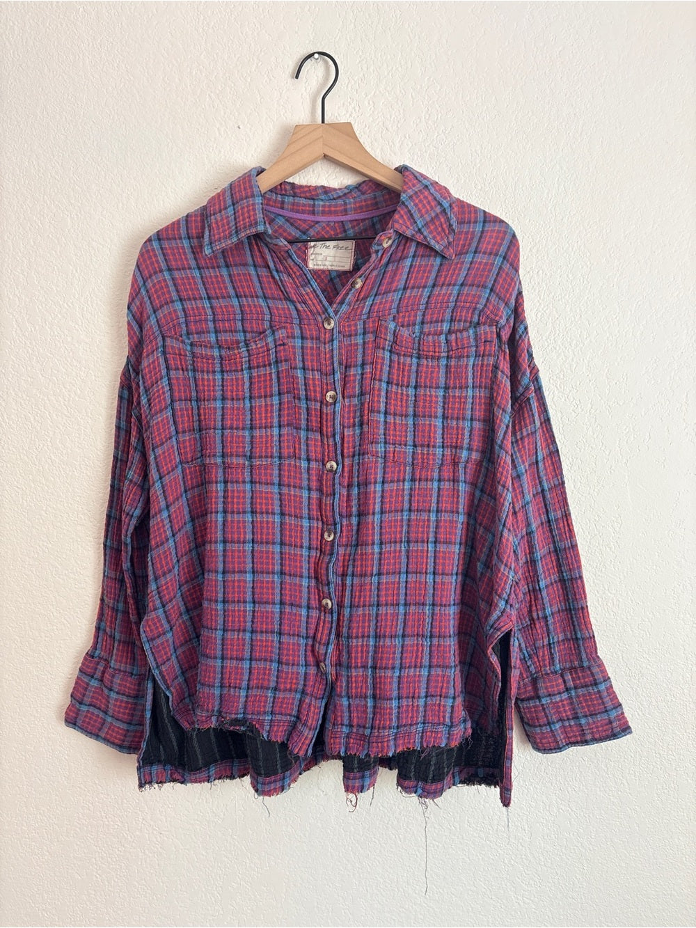 Free People Cardiff Purple Plaid Button-Up (S)