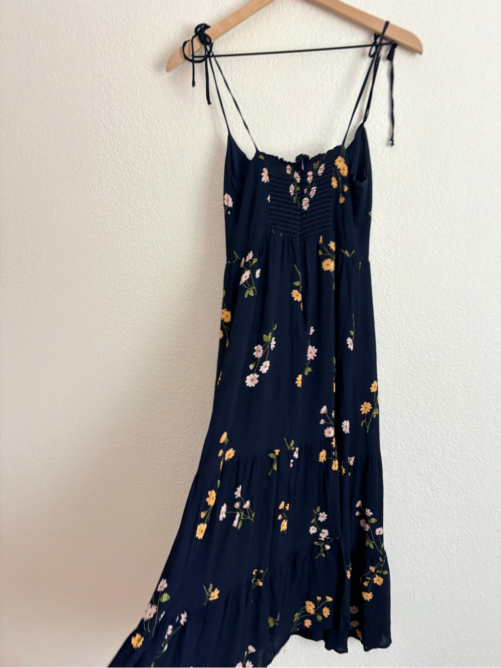 Reformation Kealy Navy Floral Tie-Shoulder Midi Dress (8)