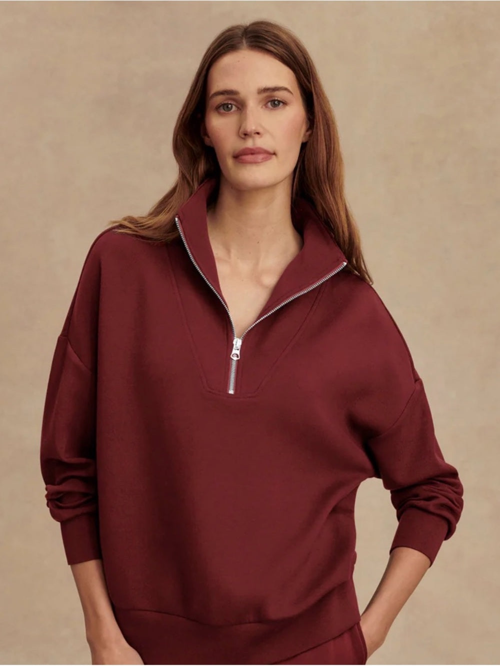 NWT Varley Hawley Half-Zip Pullover in New Maroon (L)
