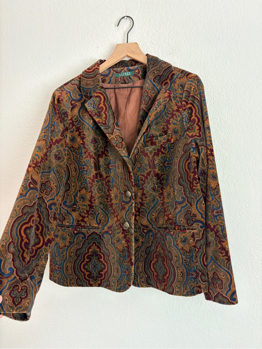 Lauren Ralph Lauren Women's Paisley Velvet Blazer (L)